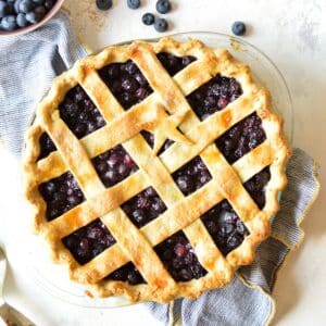 a gluten free blueberry lattice pie