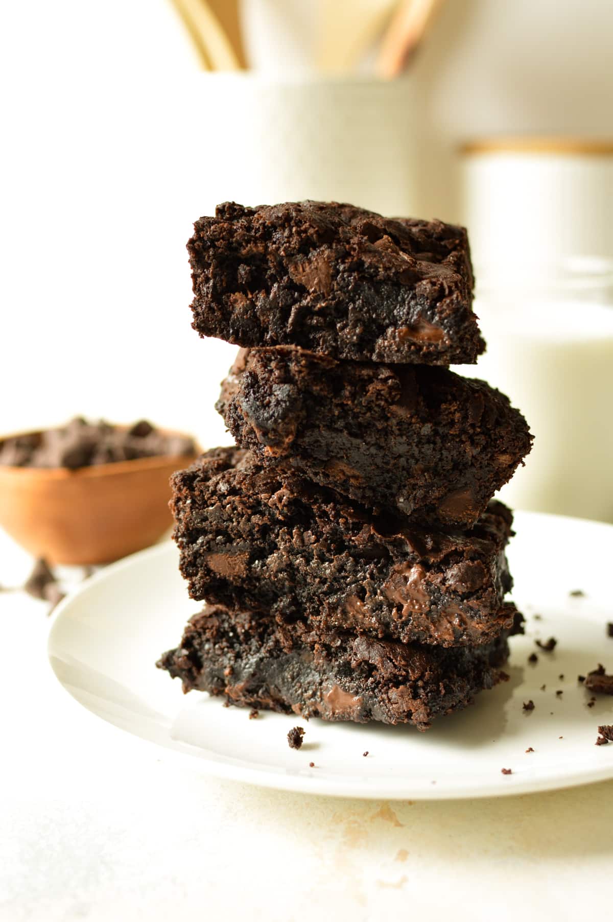 a stack of gluten free brownies