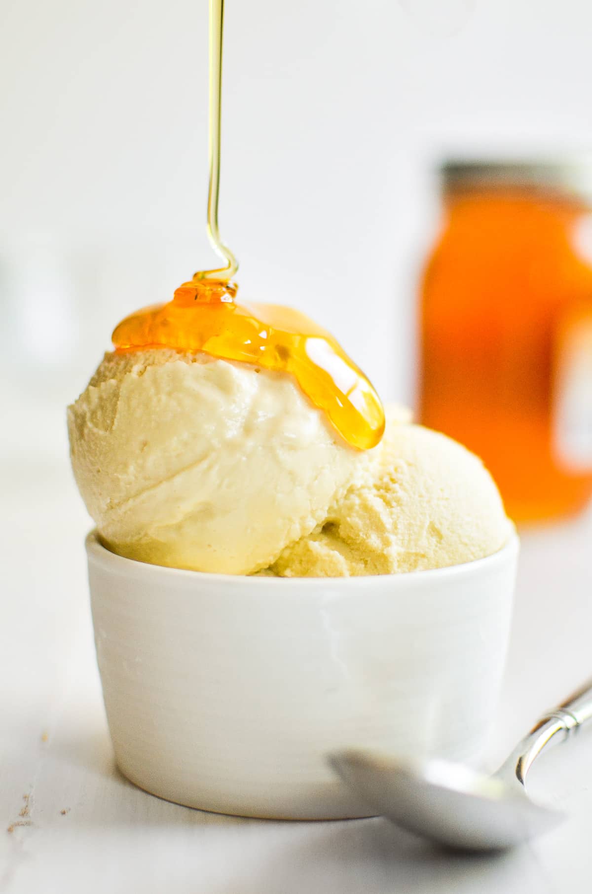 ice cream with honey drizzled on top