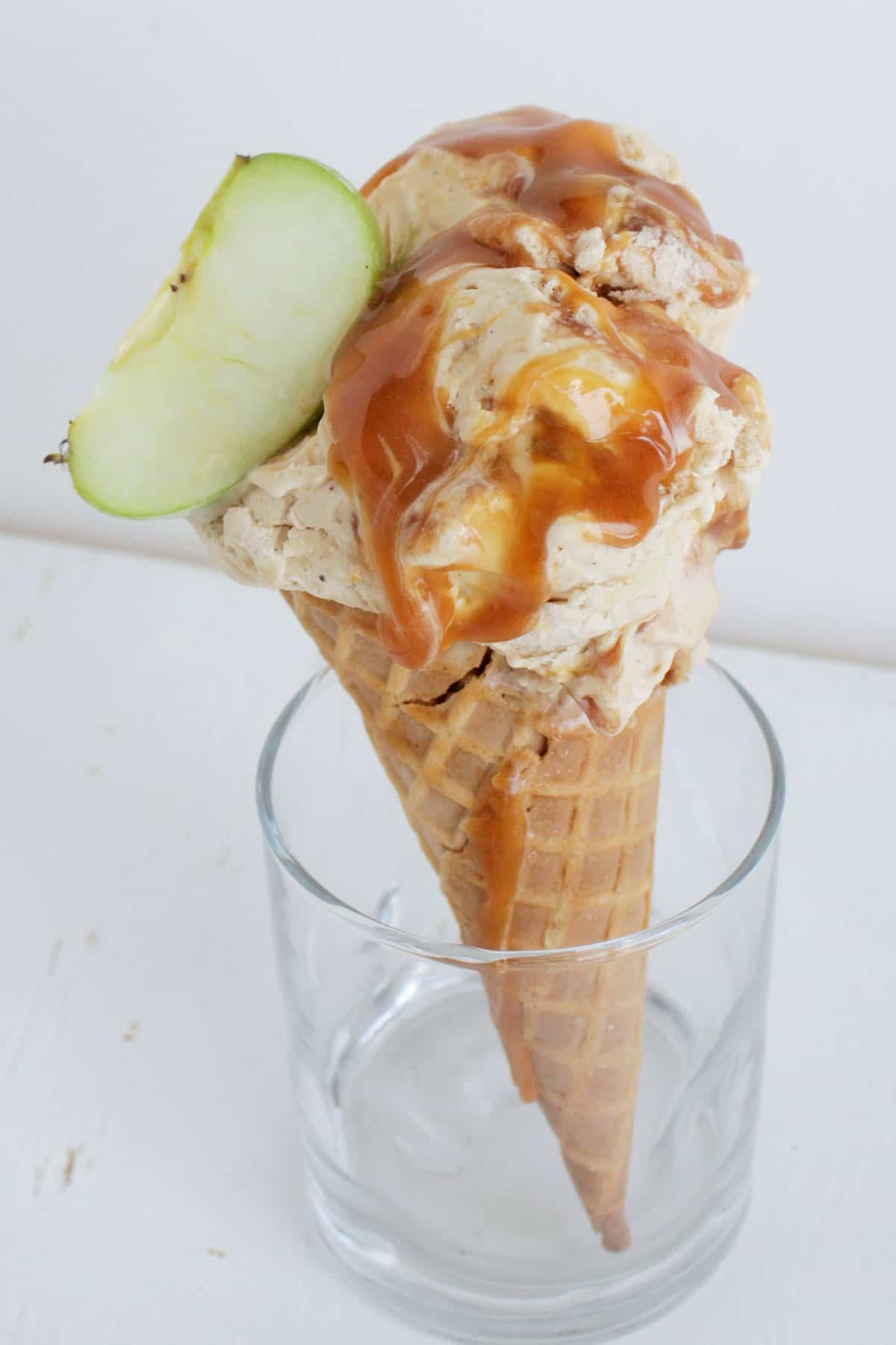 a cone of apple pie ice cream