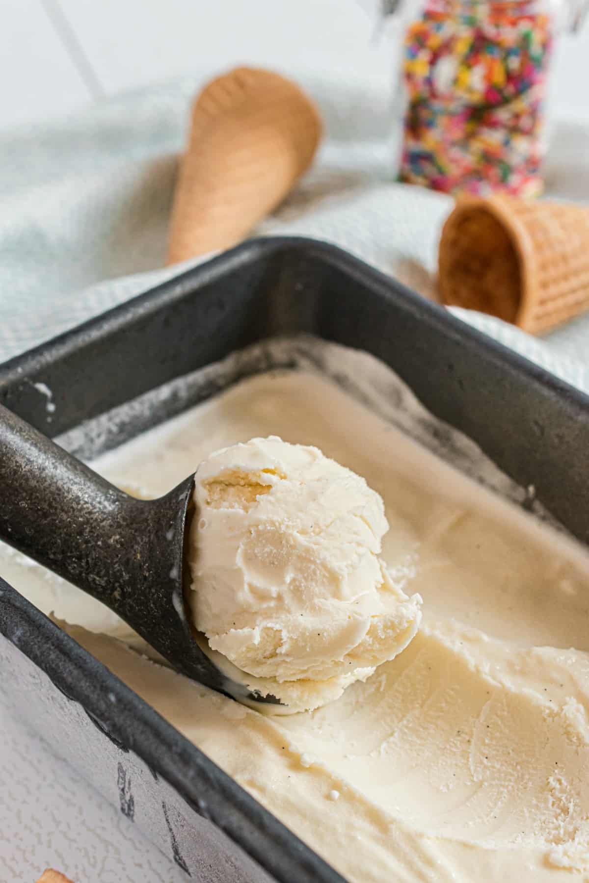 a scoop of vanilla ice cream