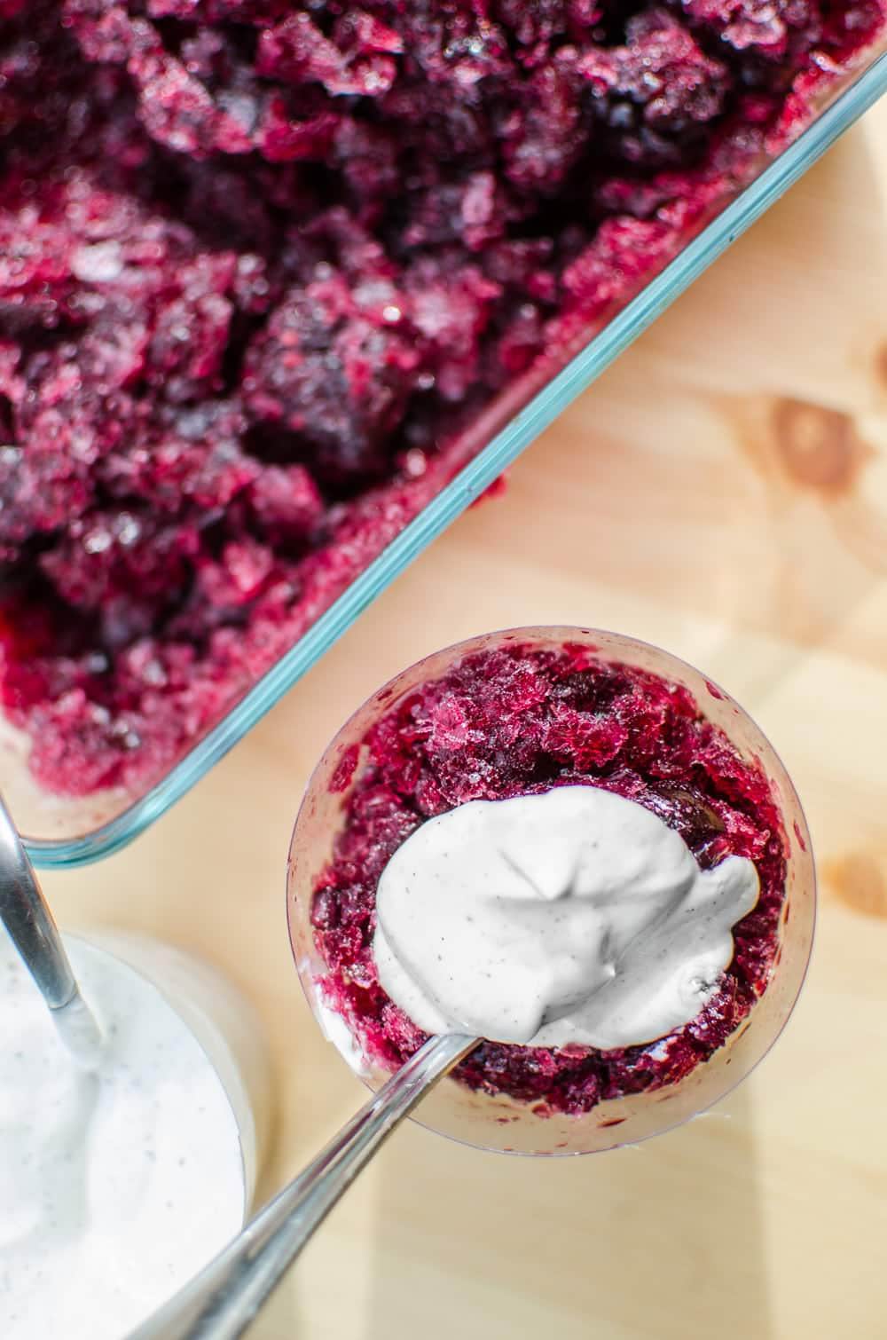 cherry granita in a glass