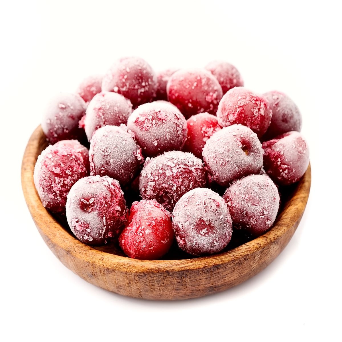 a bowl of frozen cherries