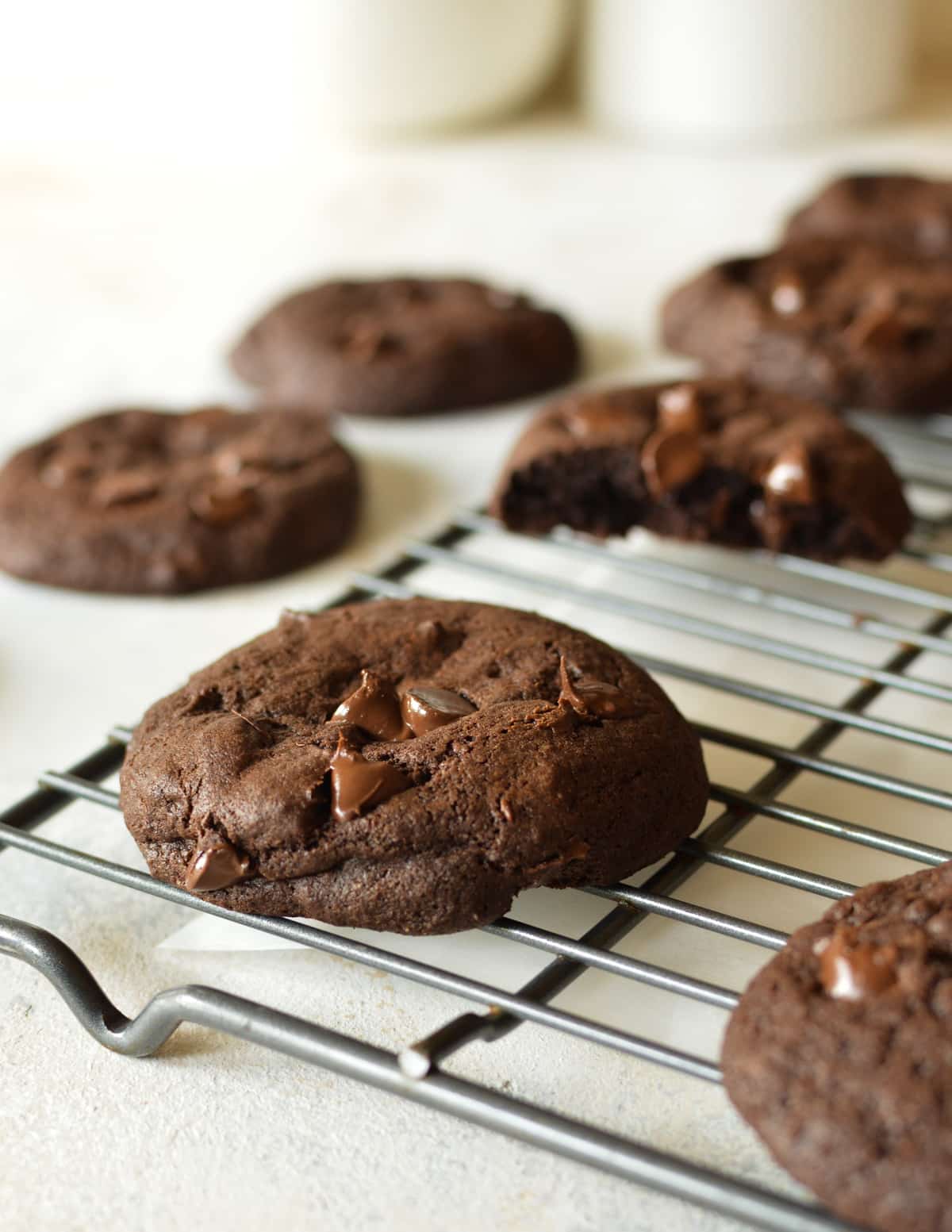 gluten free chocolate cookies on wire rack