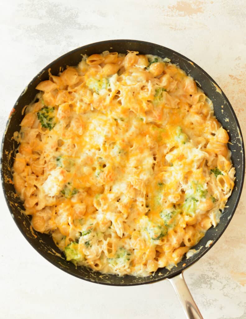 One Pan Chicken Broccoli Pasta Bake caramel and cashews