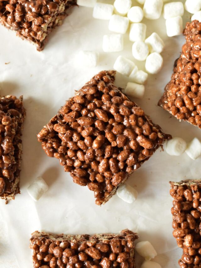 Protein Rice Crispy Treats caramel and cashews