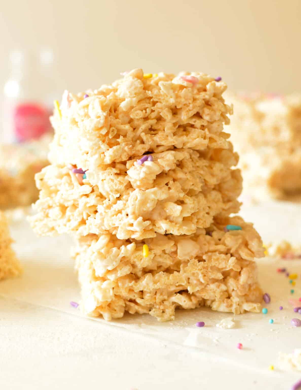 Rice Krispie Treats with Marshmallow Fluff caramel and cashews