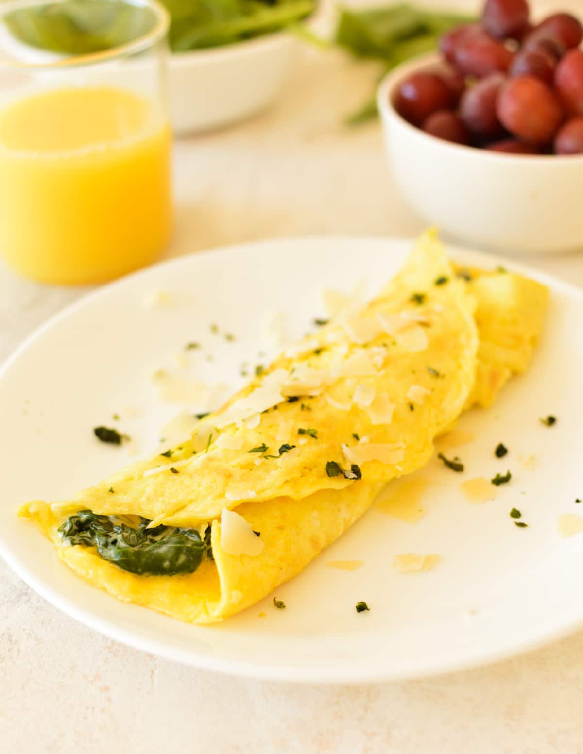 spinach omelette on a plate