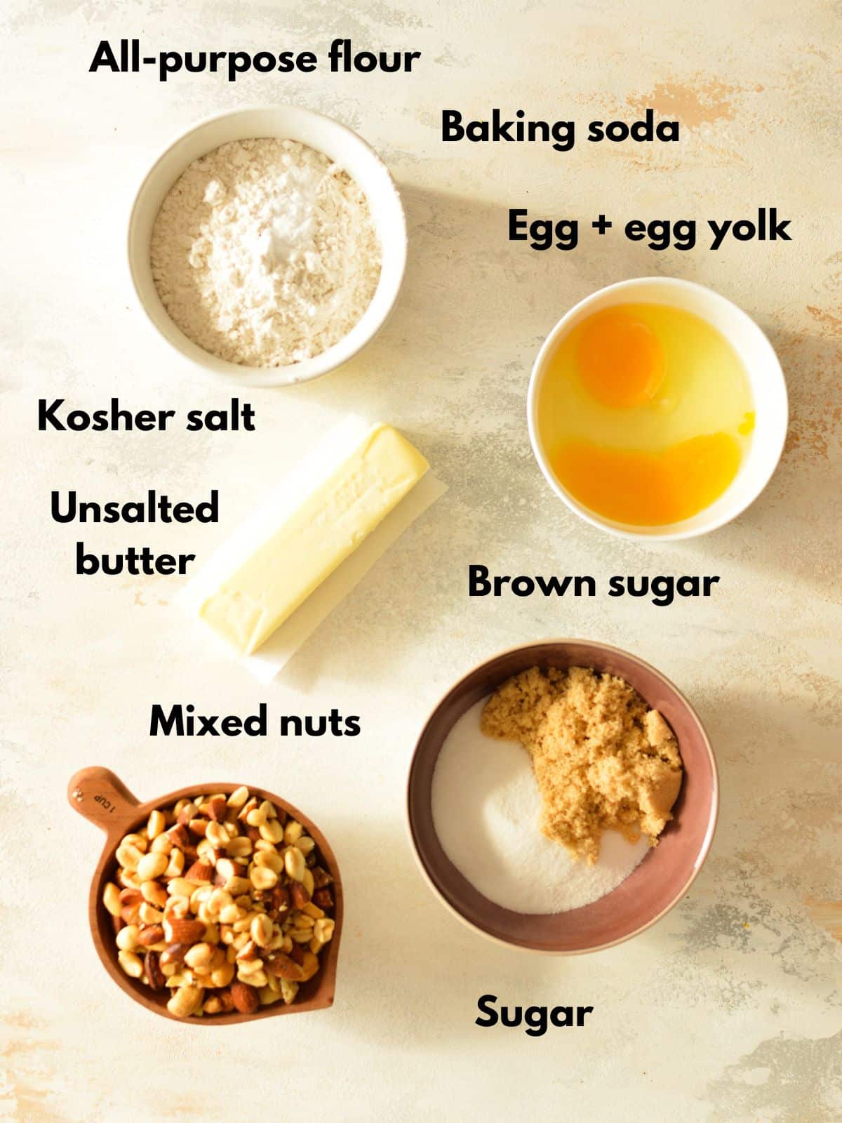 ingredients for mixed nut cookies