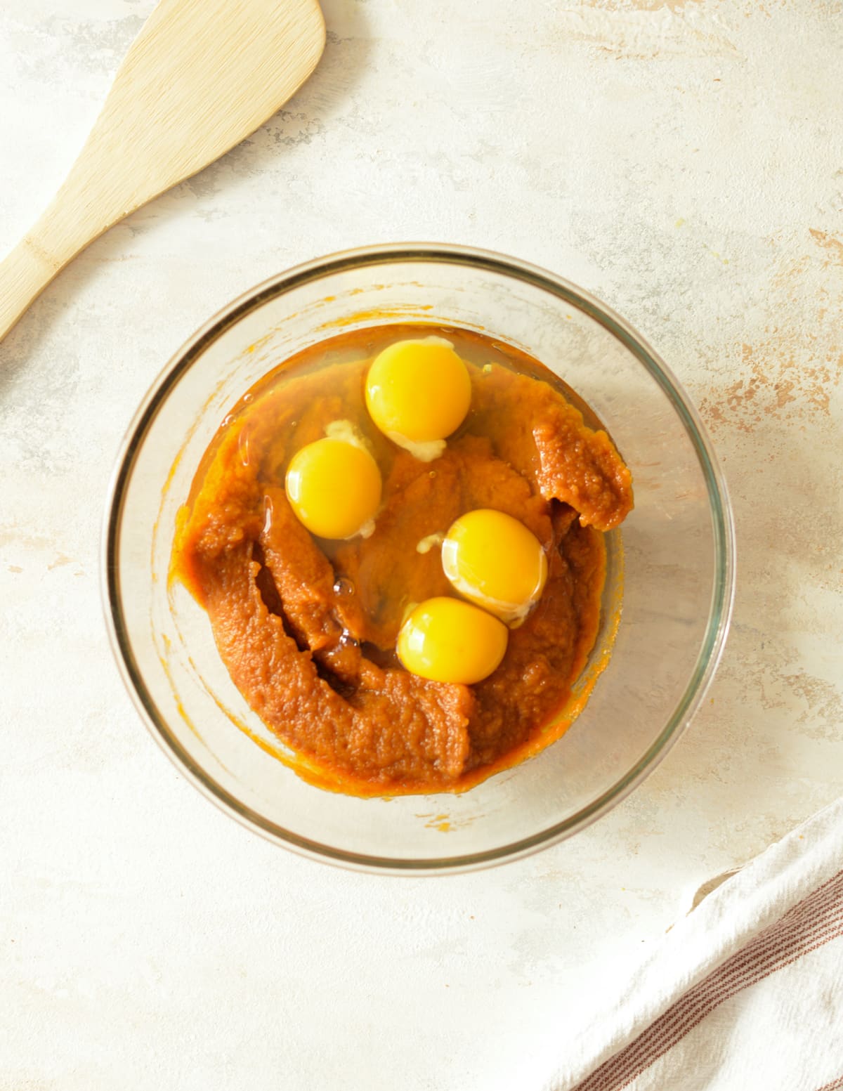 pumpkin puree with eggs on top