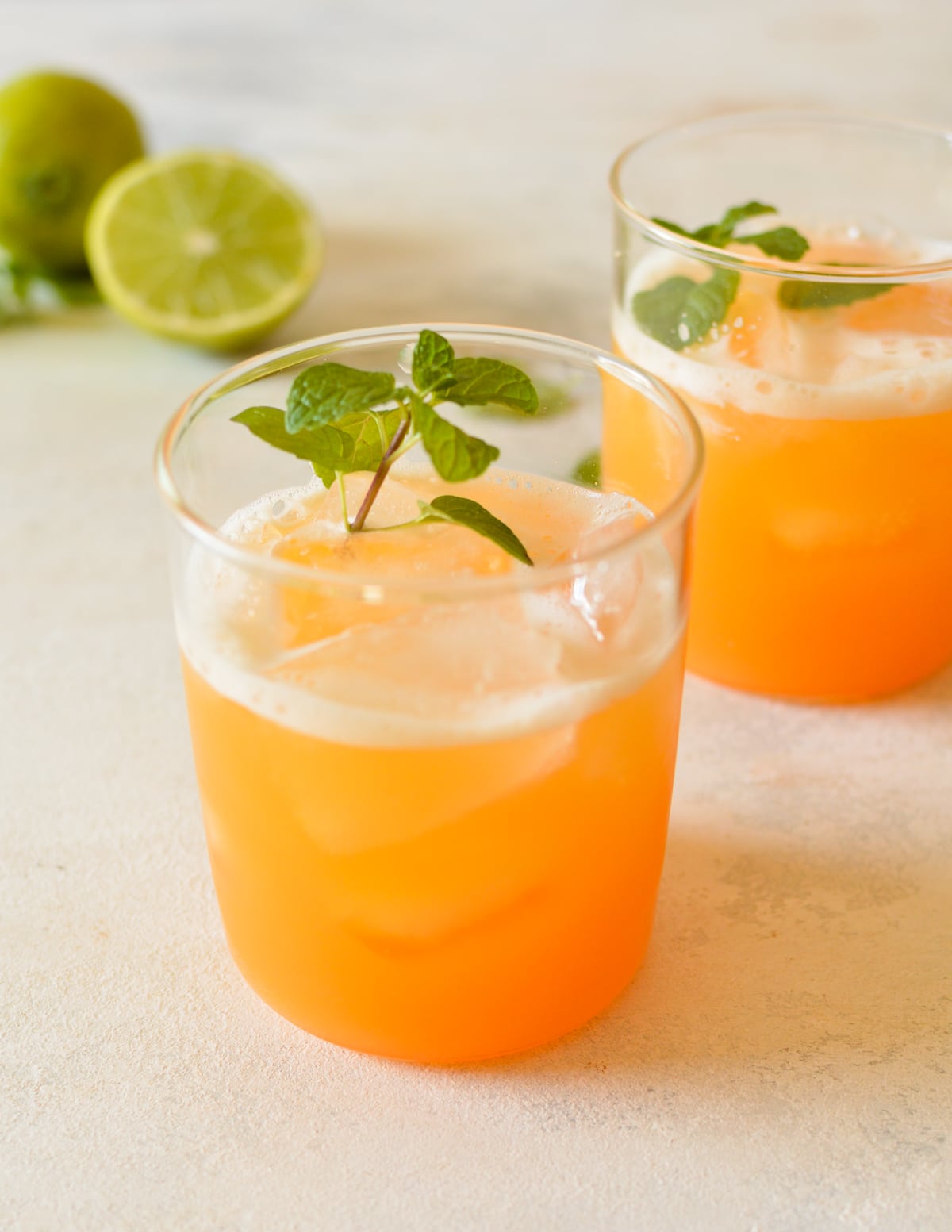 two glasses of cantaloupe juice