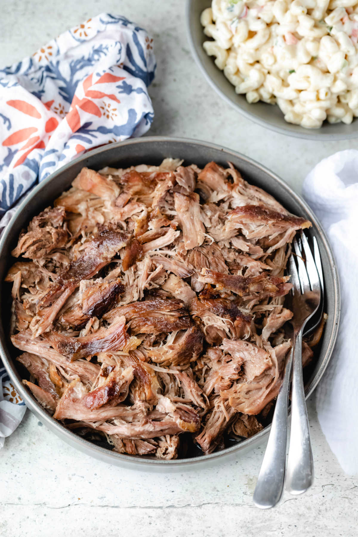 shredded pork on a plate.