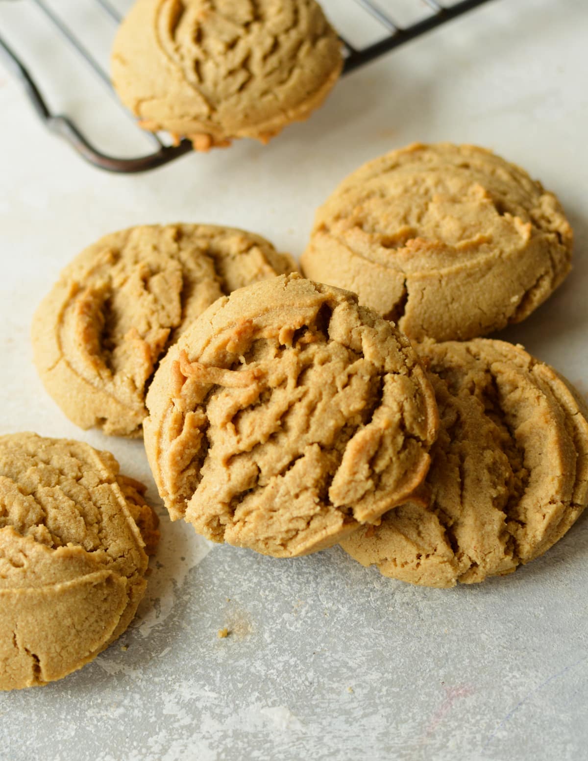 a stack of oat flour peanut butter cookies.
