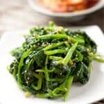 sauteed spinach on a plate.