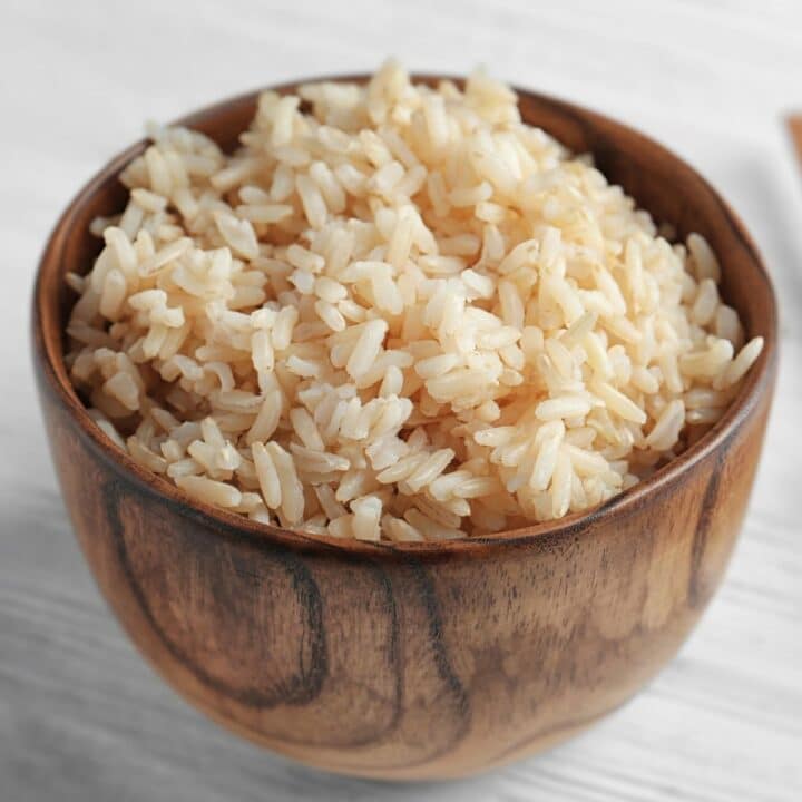 a bowl of brown rice.