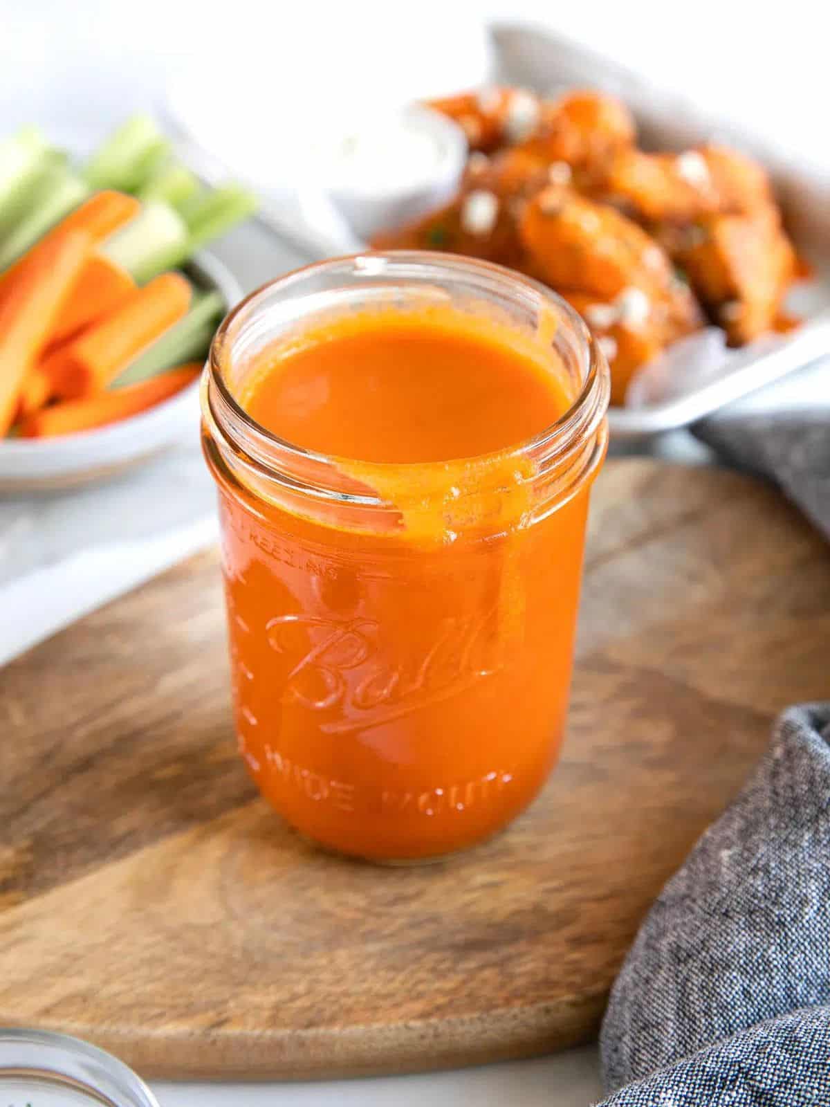 a jar of buffalo sauce.