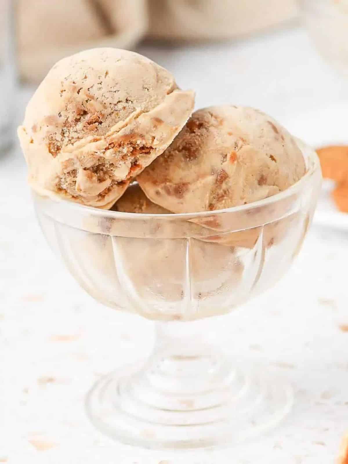 a bowl of biscoff ice cream