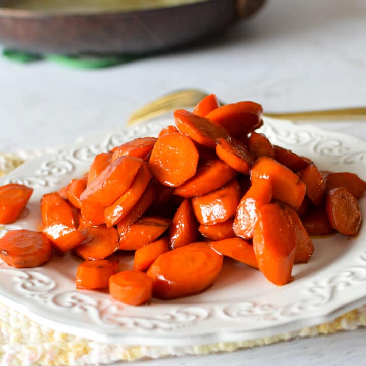 Maple Glazed Stovetop Carrots - caramel and cashews