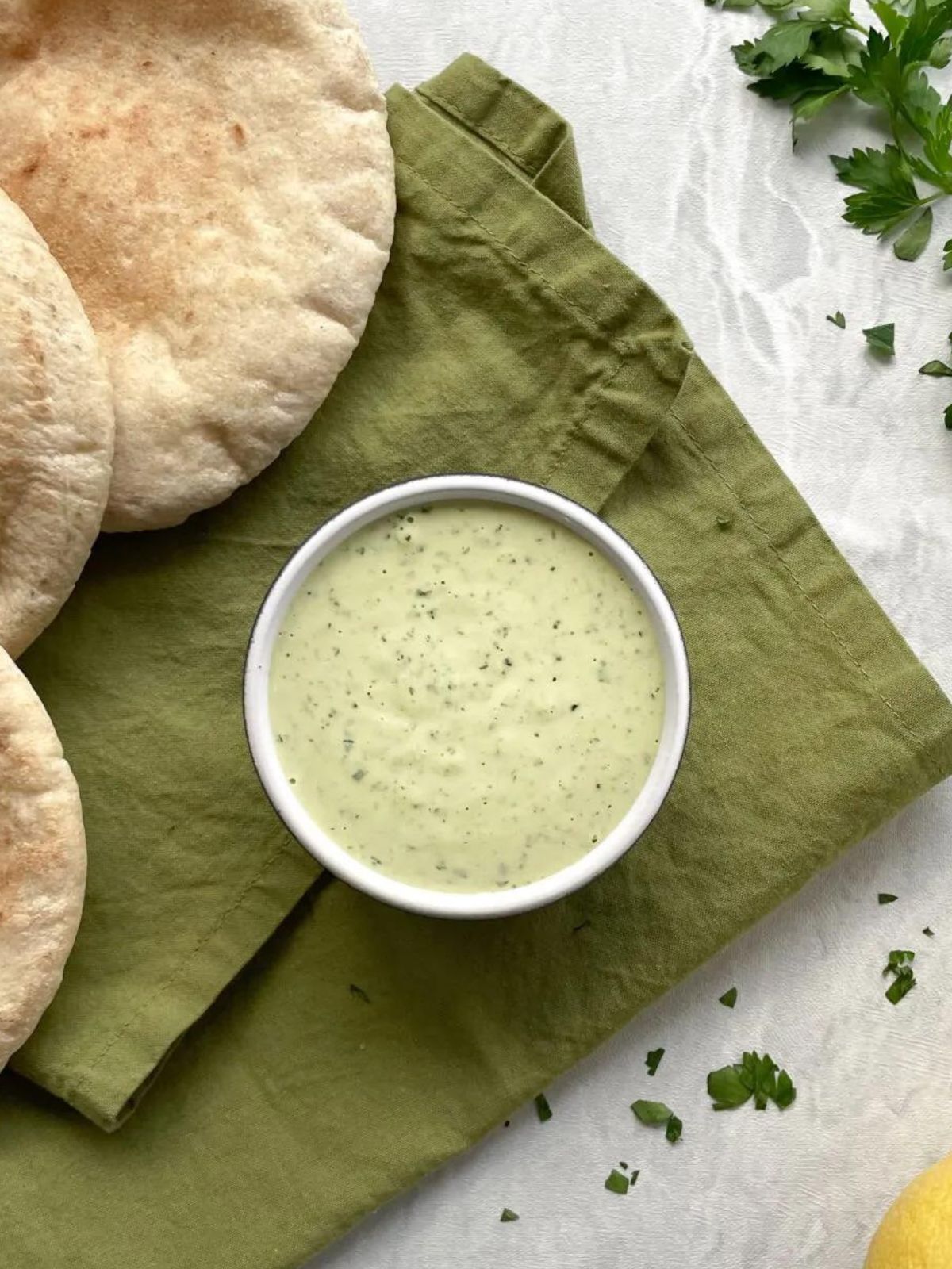 lemon herb tahini sauce.