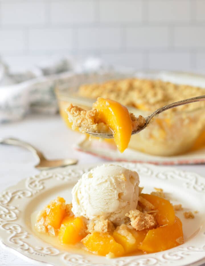 Peach Crisp With Canned Peaches Caramel And Cashews