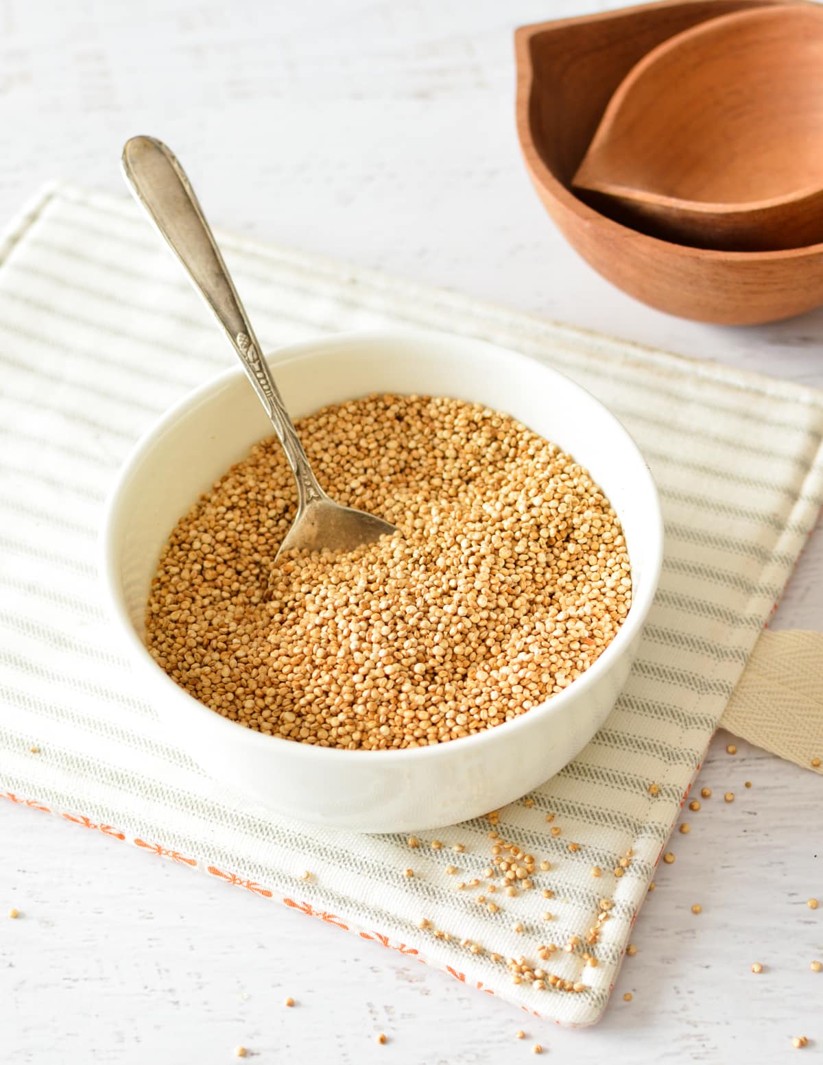 a bowl of puffed quinoa.