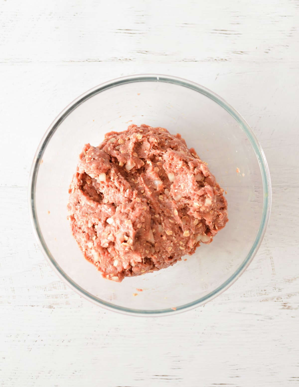 unbaked meatloaf mixture in bowl.