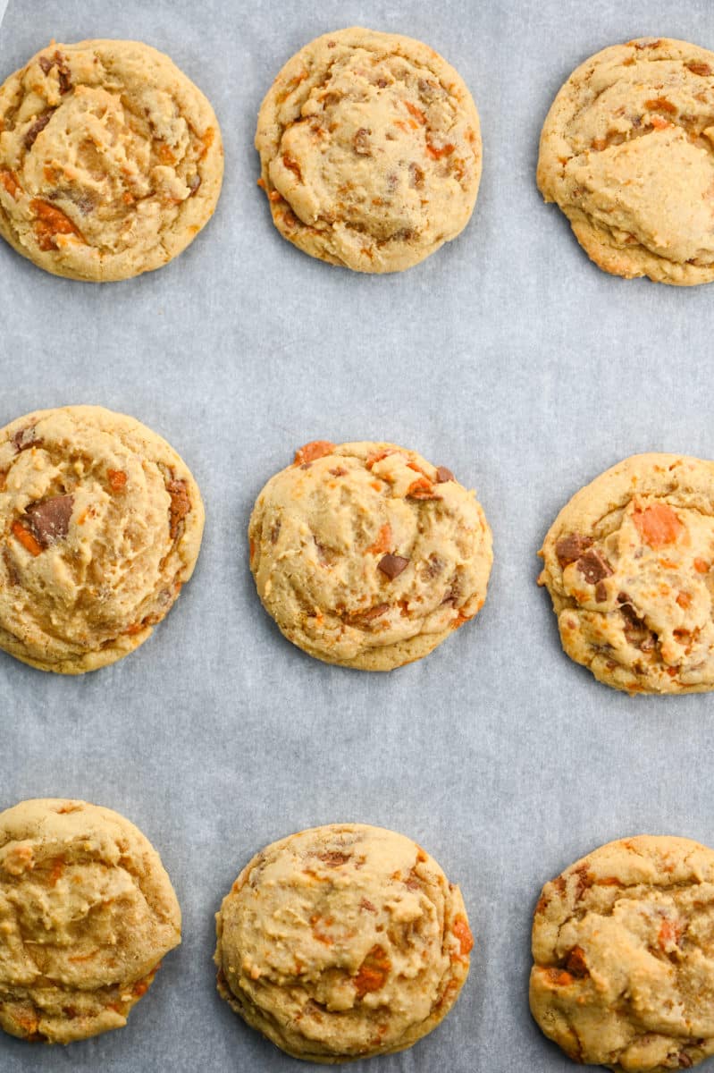 butterfinger cookies on a sheet pan.