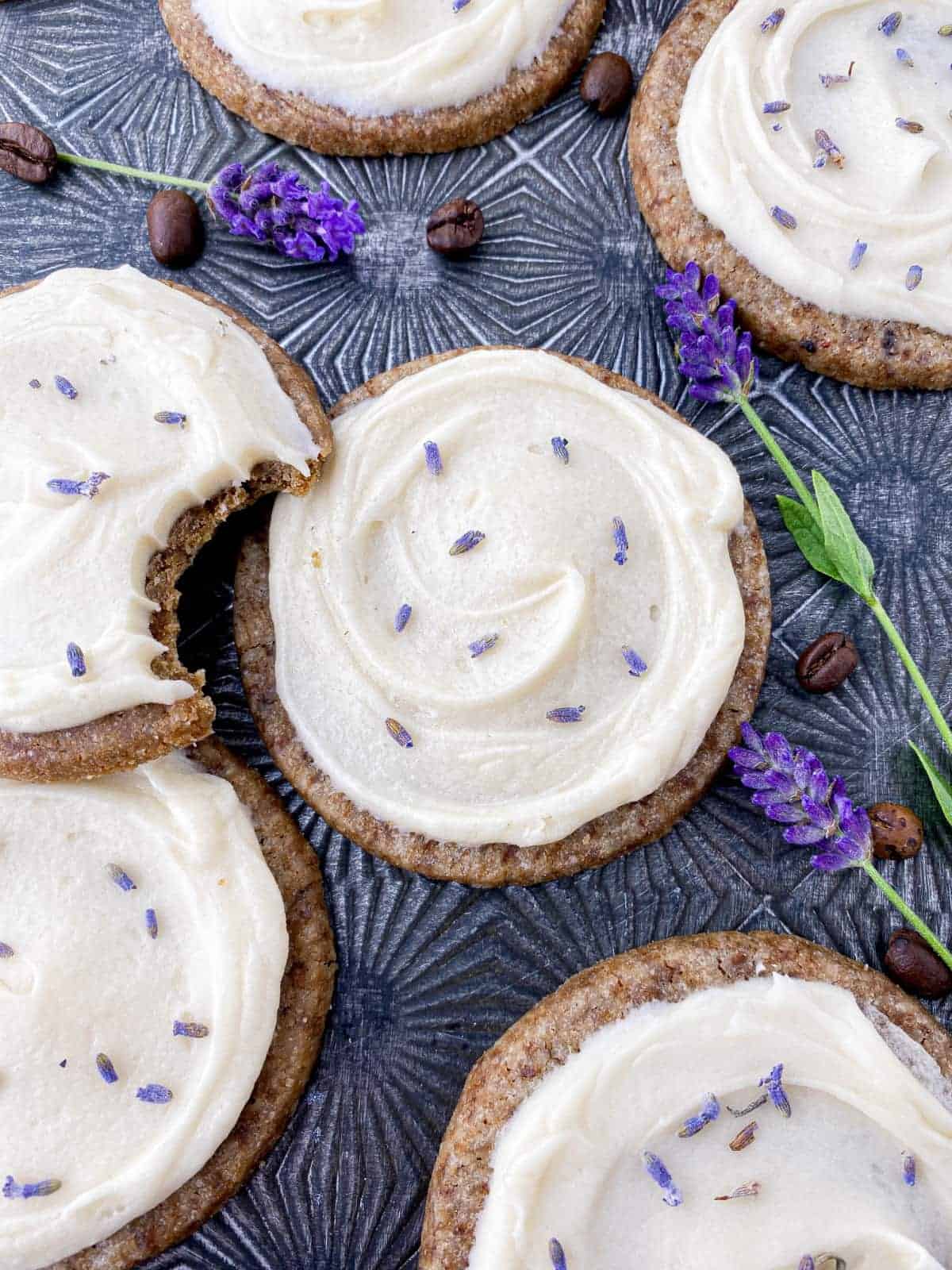 honey lavender cookies on sheet pan. 