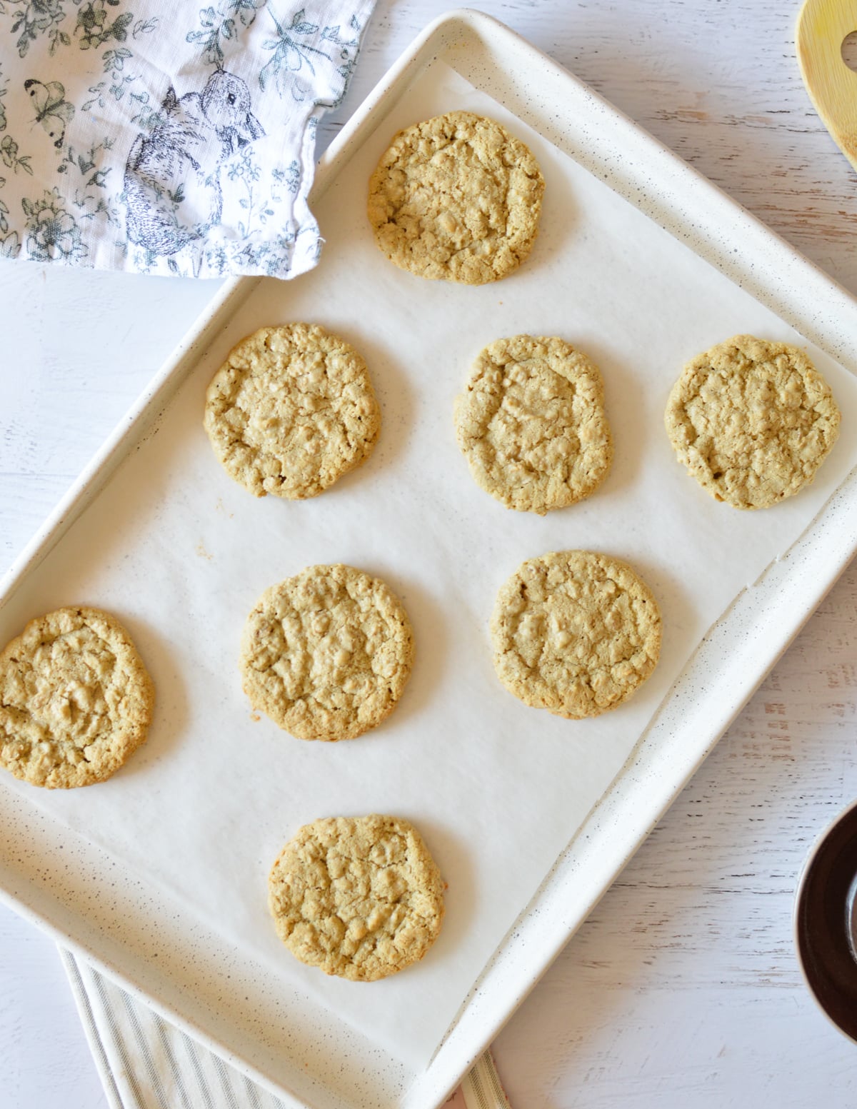 oatmeal cookies on sheet pan.