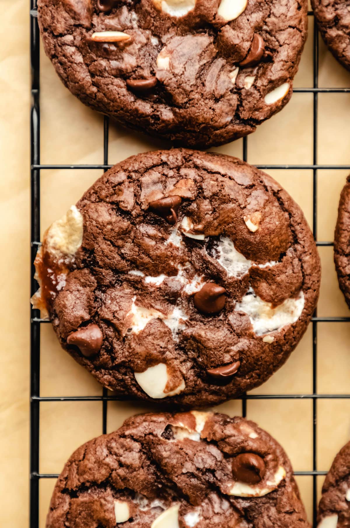 rocky road cookies on a wire rack.