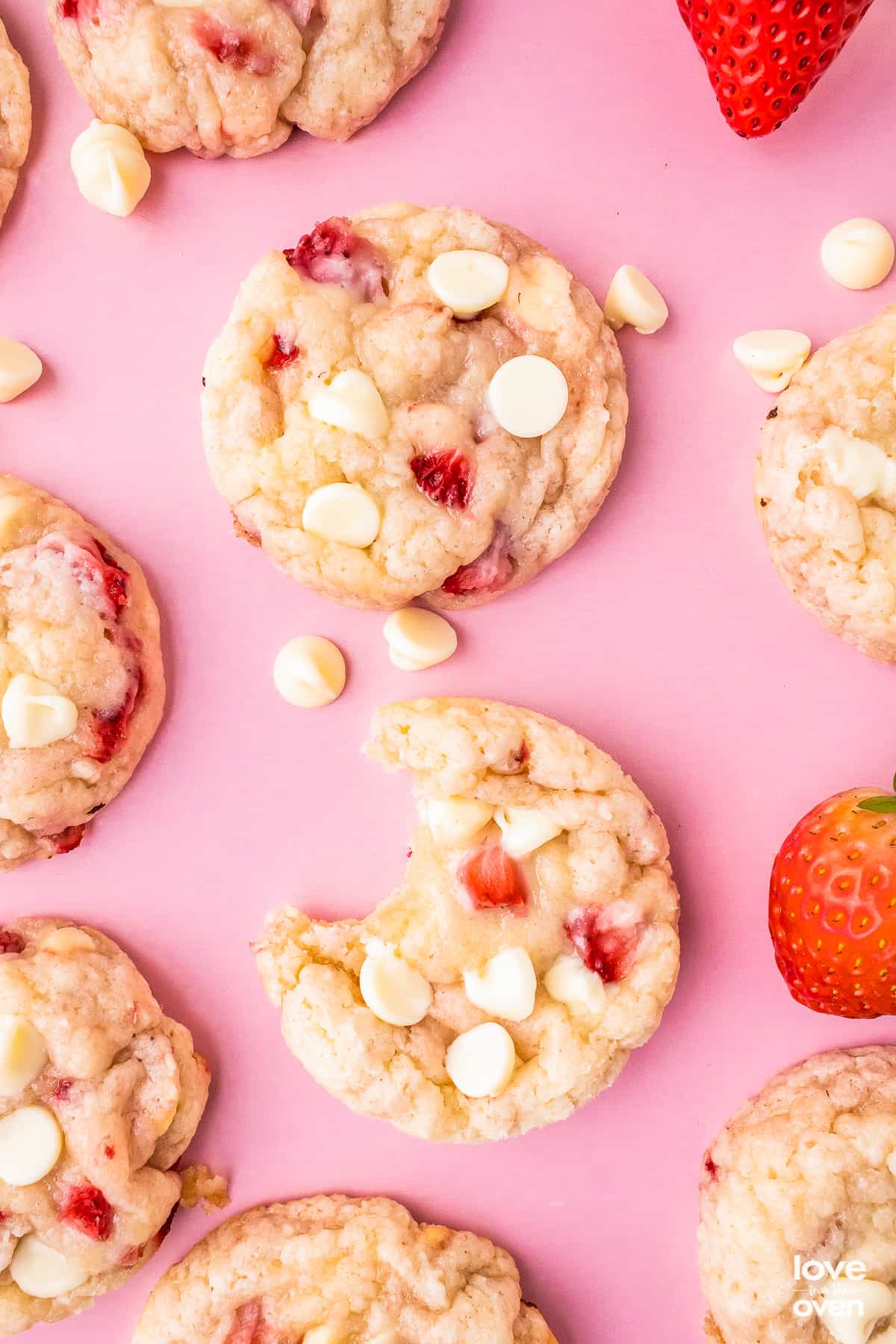 strawberry white chocolate chip cookies.