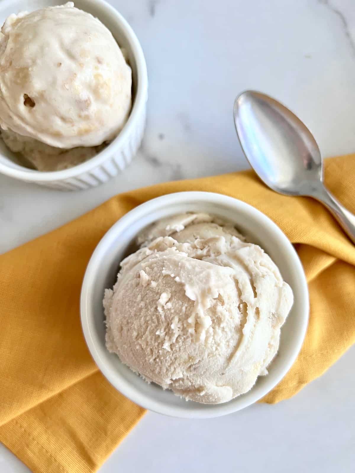 banana ice cream in a bowl.