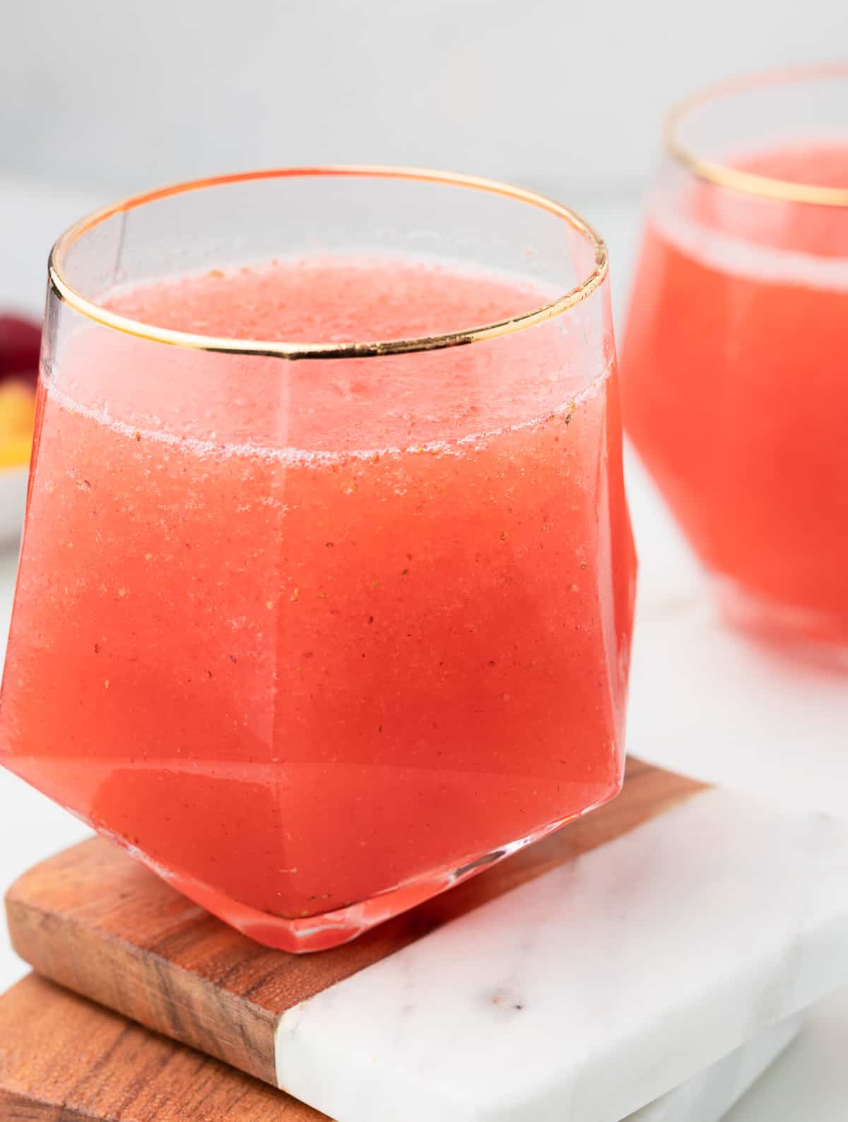 strawberry frose in a glass. 