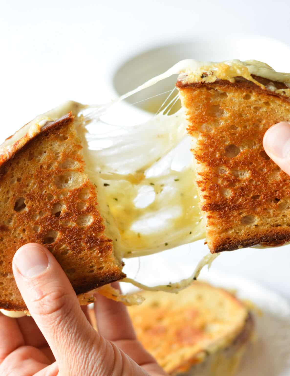 Provolone Grilled Cheese caramel and cashews