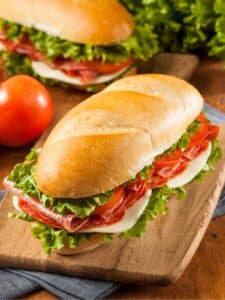 a sub with pepperoni and cheese.