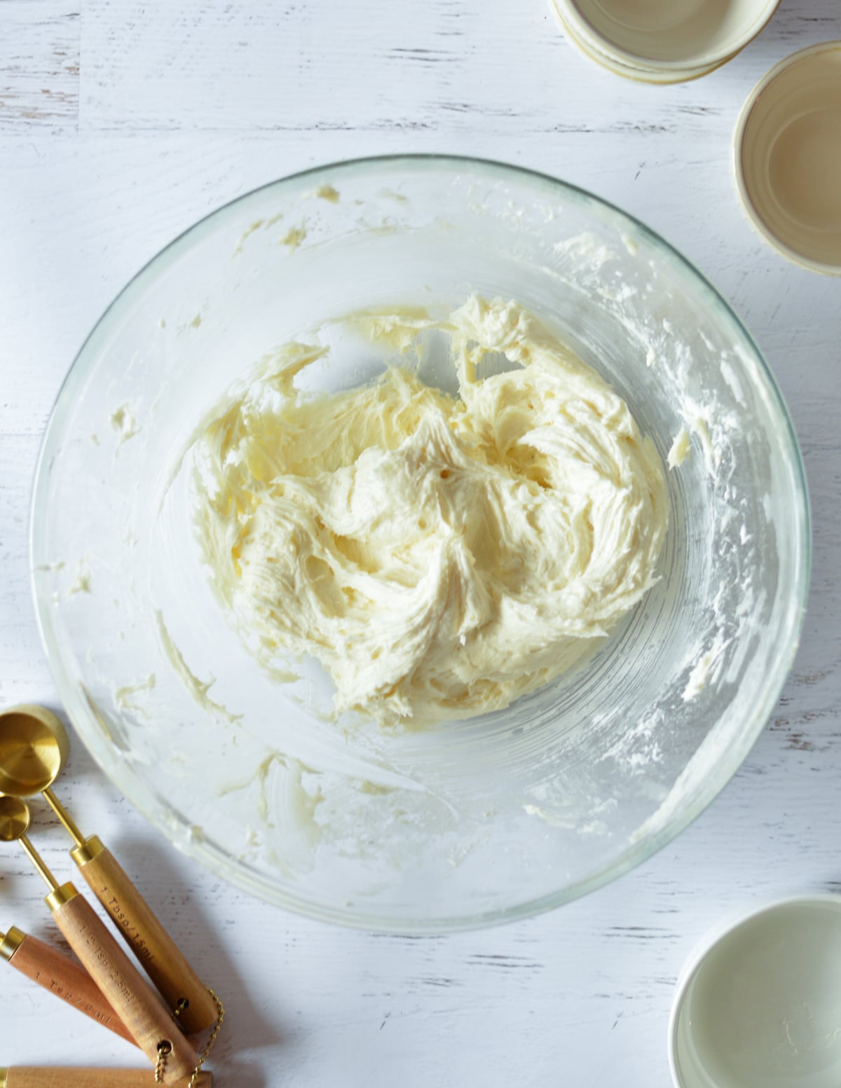 cream cheese frosting in a bowl.