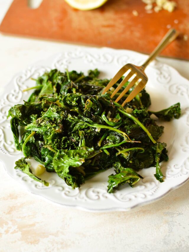 Sauteed Kale and Spinach caramel and cashews
