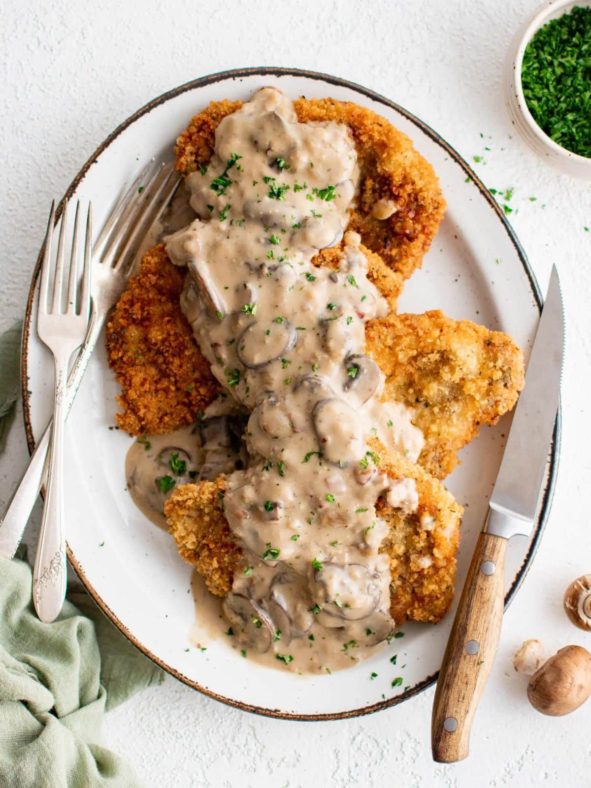 pork schnitzel with gravy.