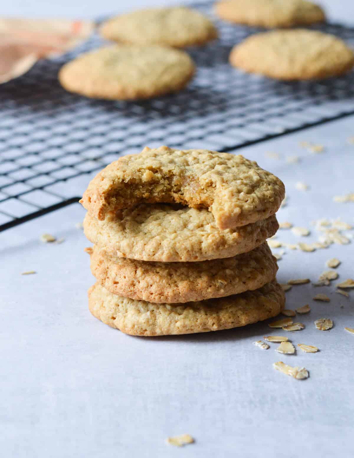 a stack of oatmeal cookies.