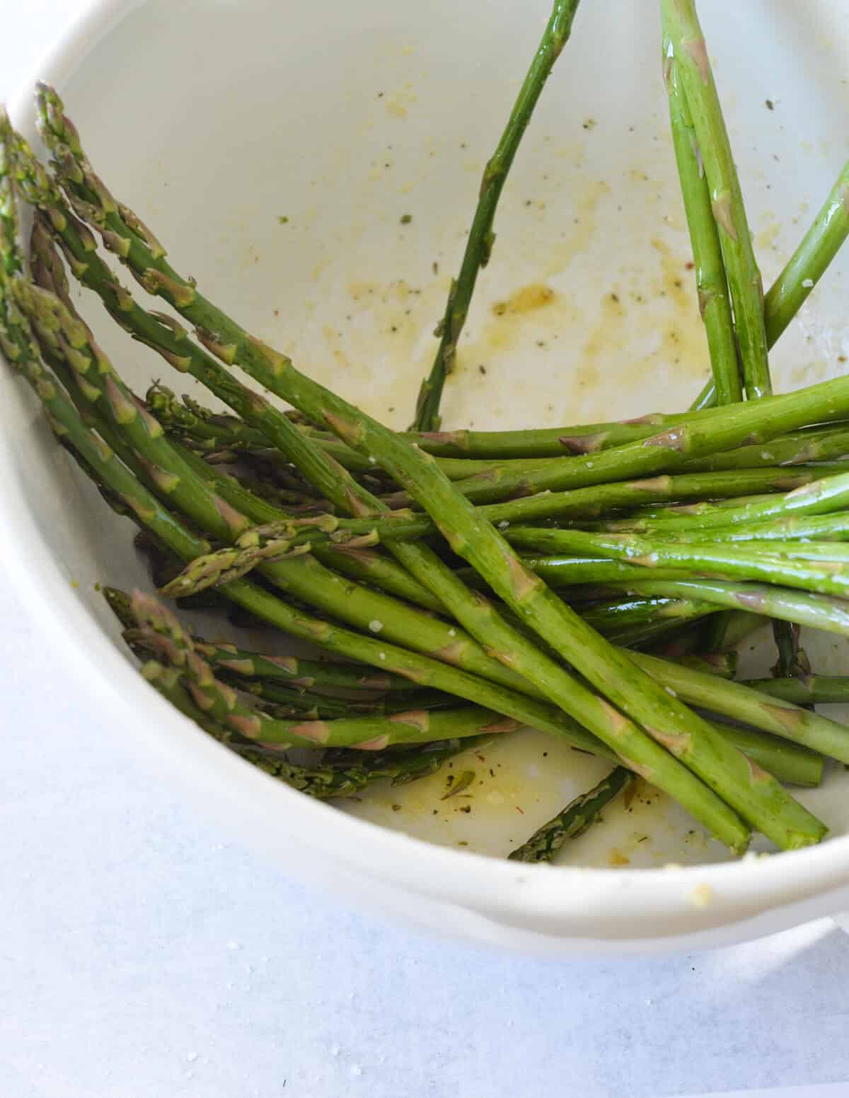 asparagus tossed with olive oil. 