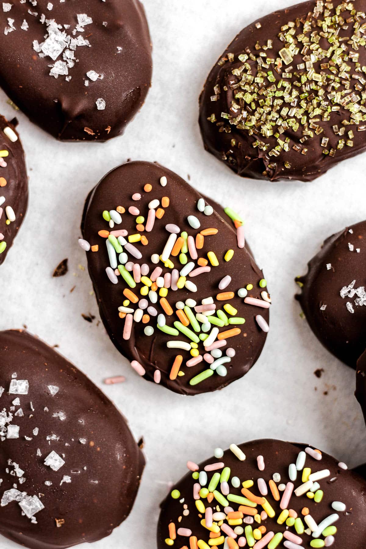 homemade chocolate eggs filled with peanut butter