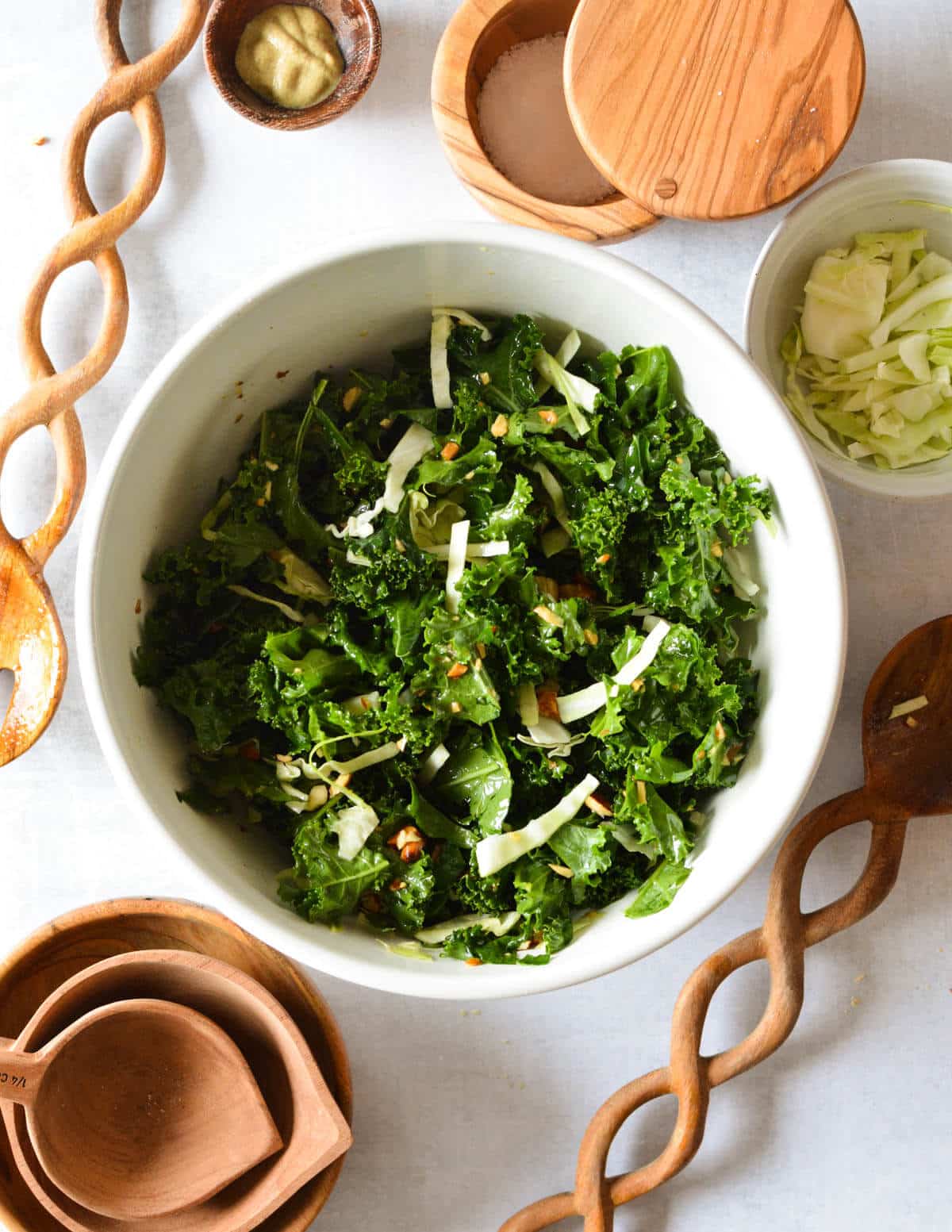 kale salad in a large bowl.