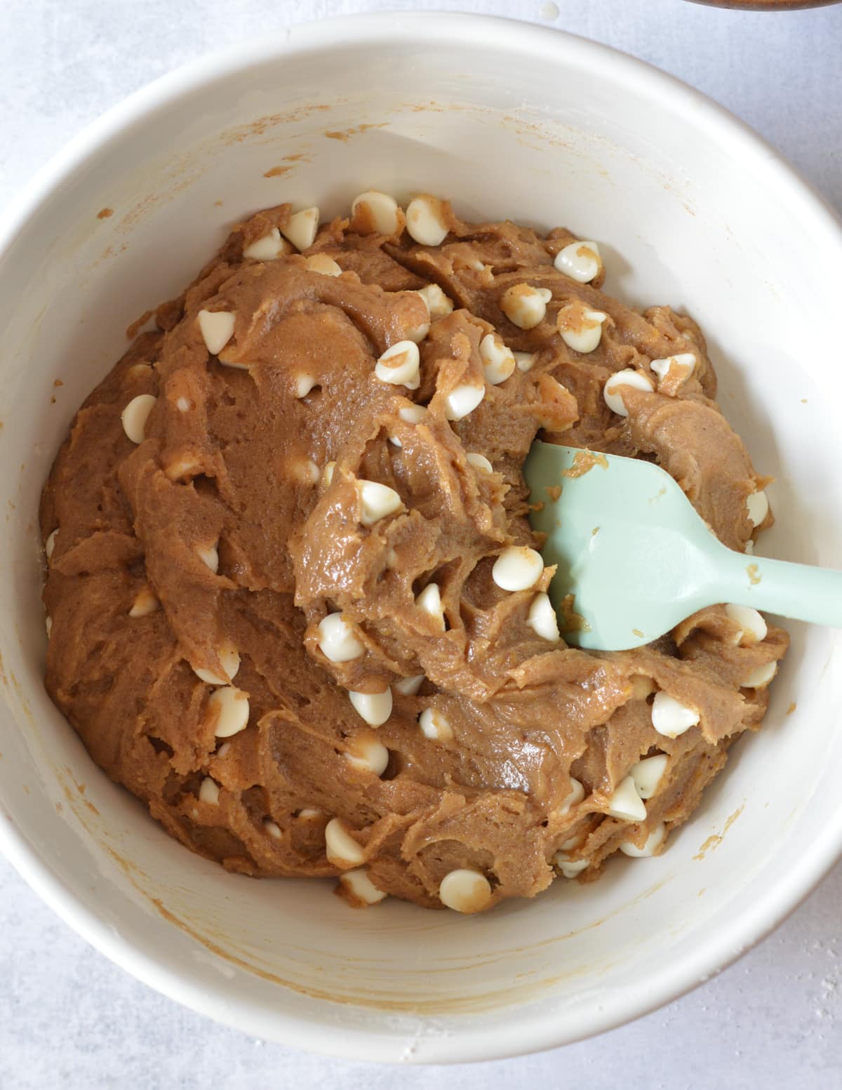a bowl of gluten-free blondie dough.