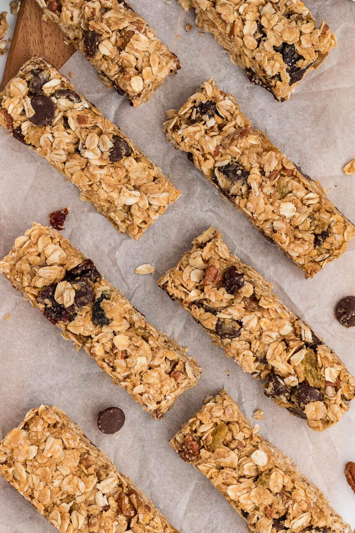 homemade granola bars on parchment paper