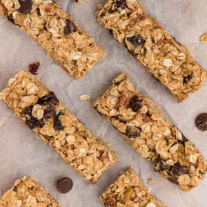 granola bars on parchment paper.