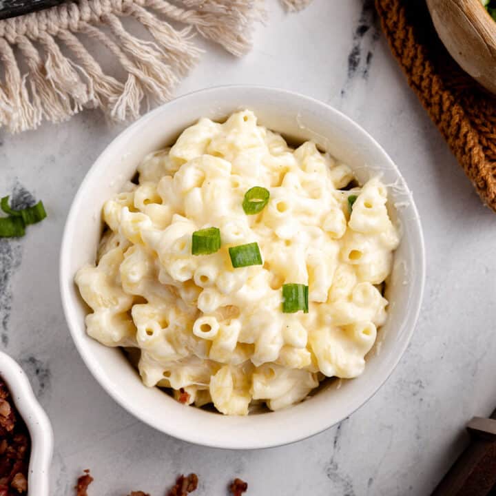 a bowl of gluten-free macaroni and cheese