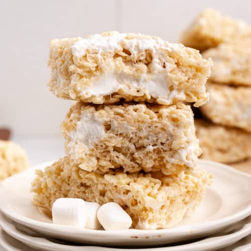 a stack of coconut oil rice krispie treats