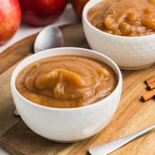a bowl of homemade applesauce