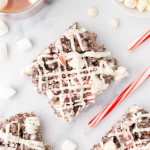 peppermint bark rice krispie treat