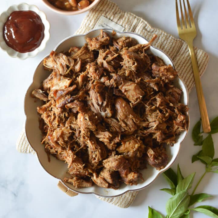 a bowl of pulled pork